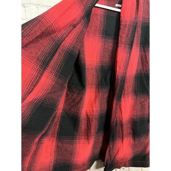 Urban Outfitters BDG red plaid flannel oversized open front shirt shacket, sz XS - Picture 3 of 7